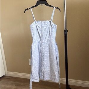 Banana Republic Blue Striped Eyelet Dress